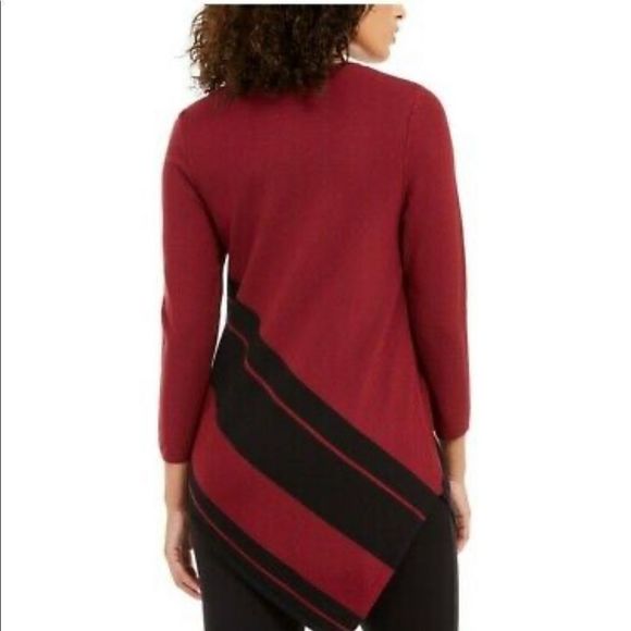 Alfani Red/Black Striped Asymmetrical Tunic - Picture 2 of 5